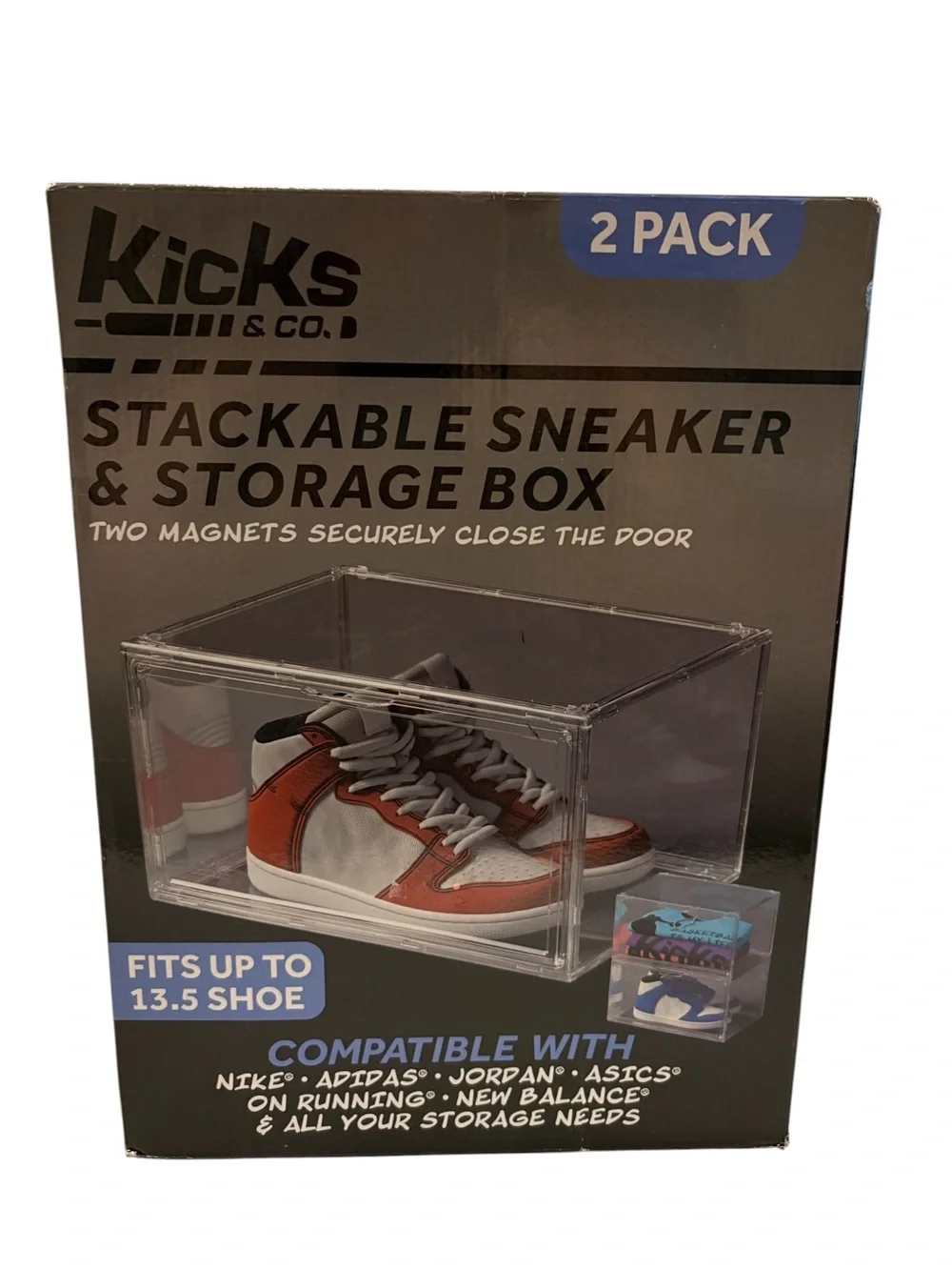 Kicks & Co Clear Stackable Sneaker Storage Box - Clear (2 Pack)